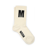 MSGM Kids Calzino con Ricamo Crema