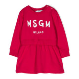 MSGM Kids Abito a Maniche Lunghe Fucsia con Stampa - Eleganza e Allegria per le Bambine alla Moda