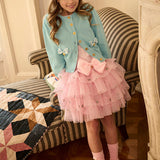 Angel's Face Cardigan in Soft Cotton Light Blue