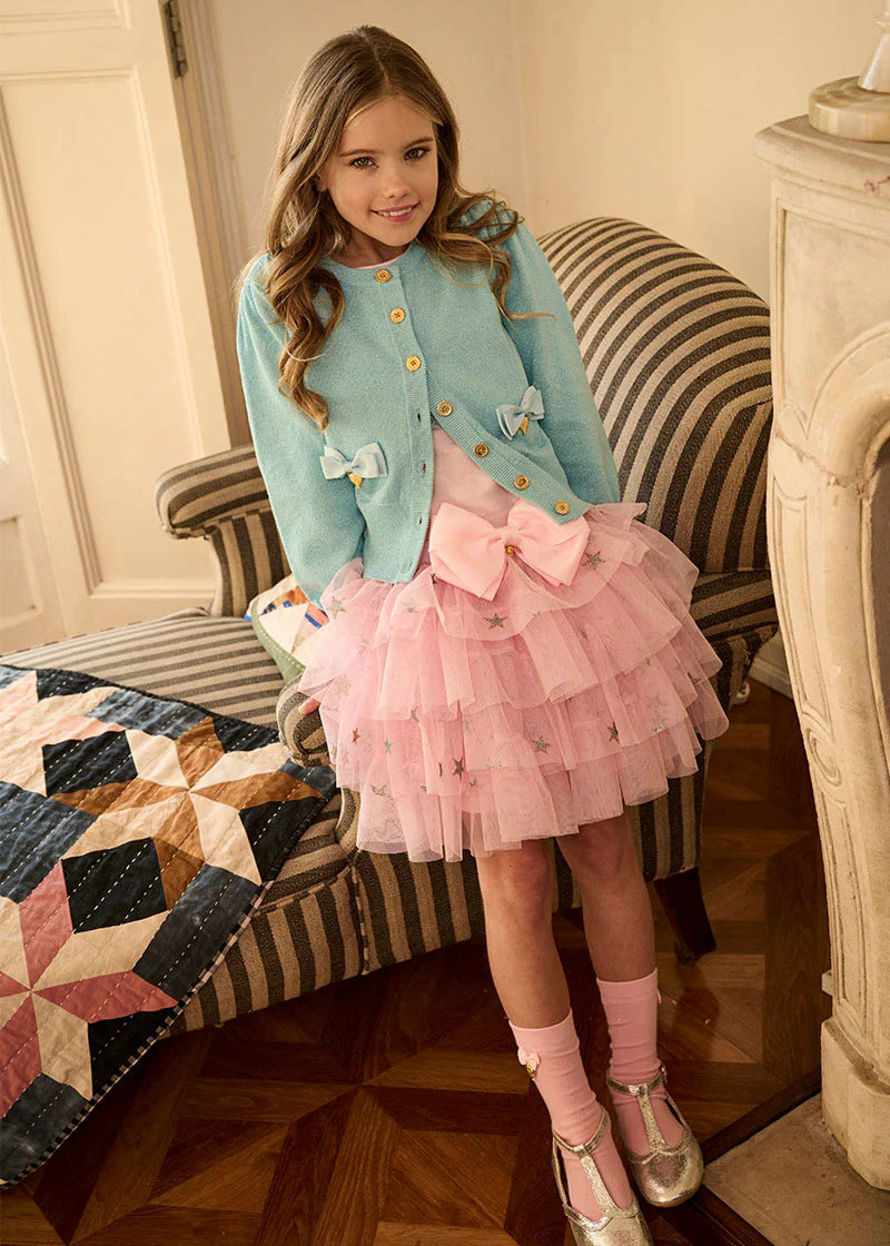 Angel's Face Cardigan in Soft Cotton Light Blue