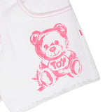 Moschino Kids Short di Jeans Bianco con Stampa Teddy Bear