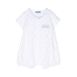 Moschino Kids Pagliaccetto Bianco/Cielo con Stampa All-over