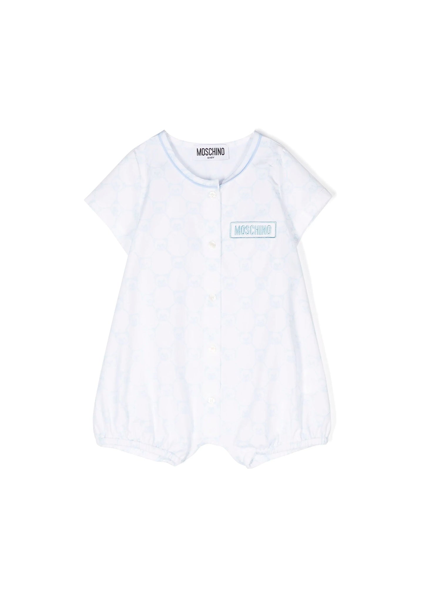 Moschino Kids Pagliaccetto Bianco/Cielo con Stampa All-over
