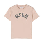 MSGM Kids T-Shirt Beige con Stampa Logo
