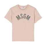 MSGM Kids T-Shirt Beige con Stampa Logo