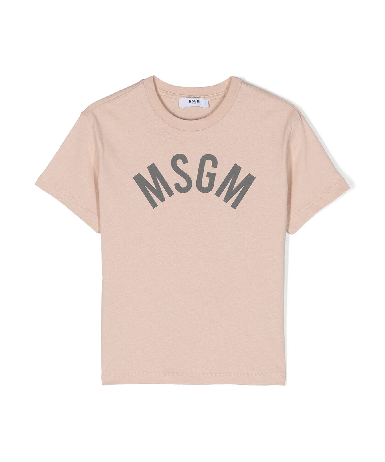 MSGM Kids T-Shirt Beige con Stampa Logo