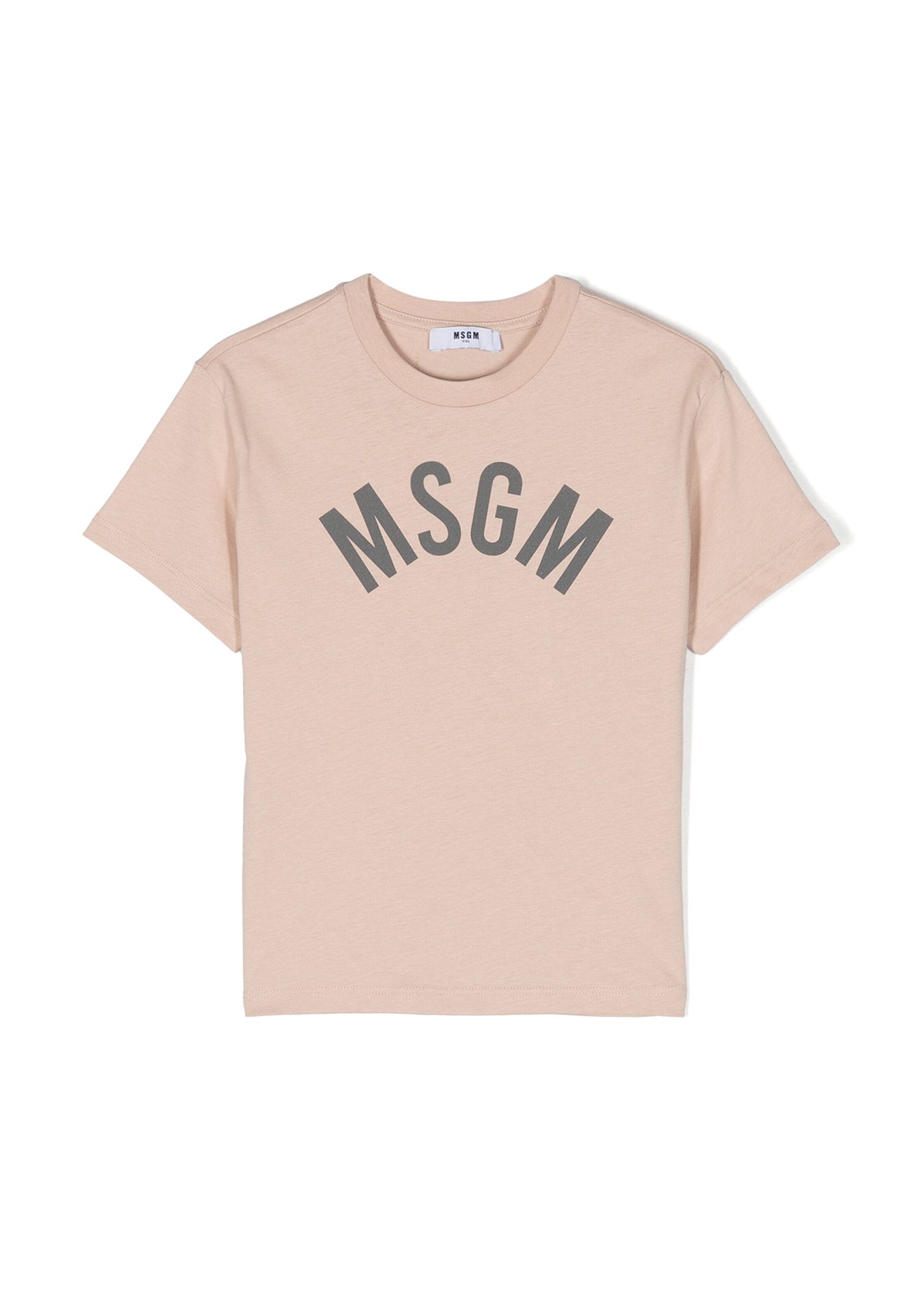 MSGM Kids T-Shirt Beige con Stampa Logo