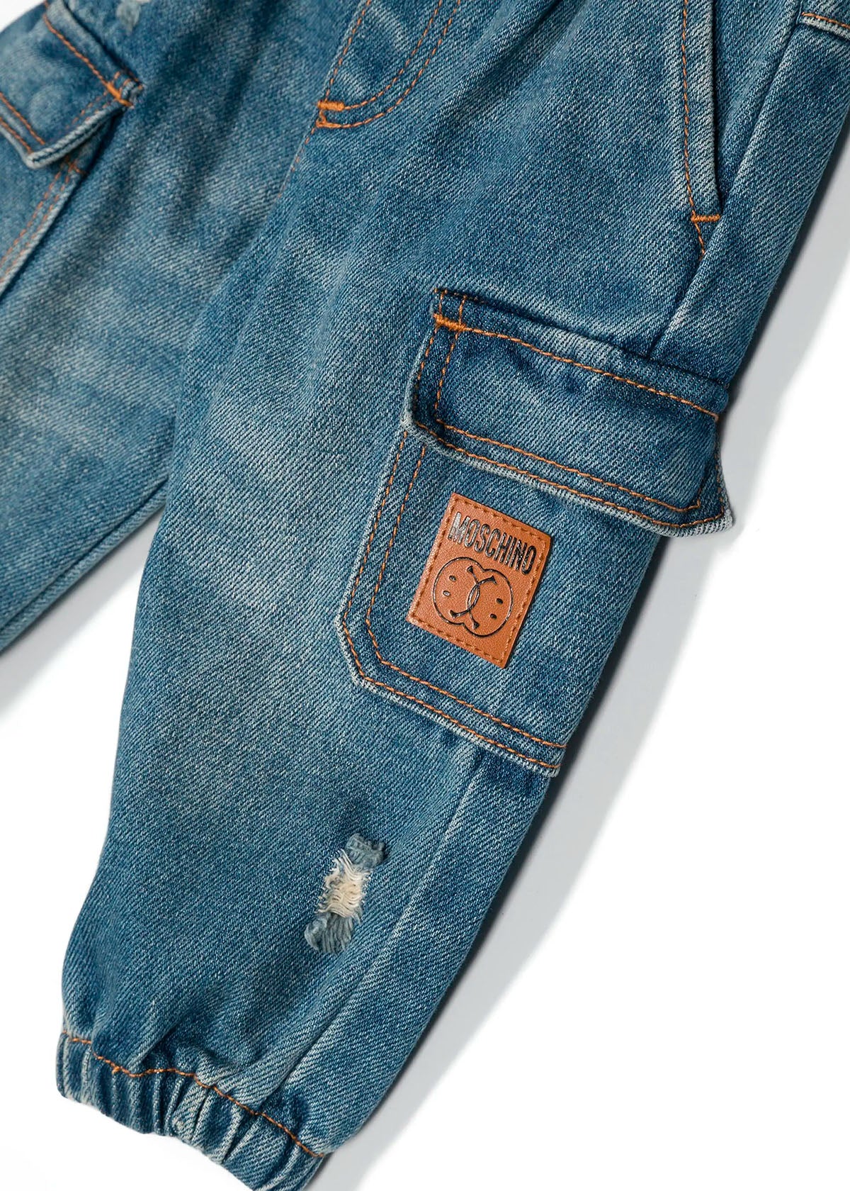Moschino Kids Jeans Affusolati con Tasconi per Neonati