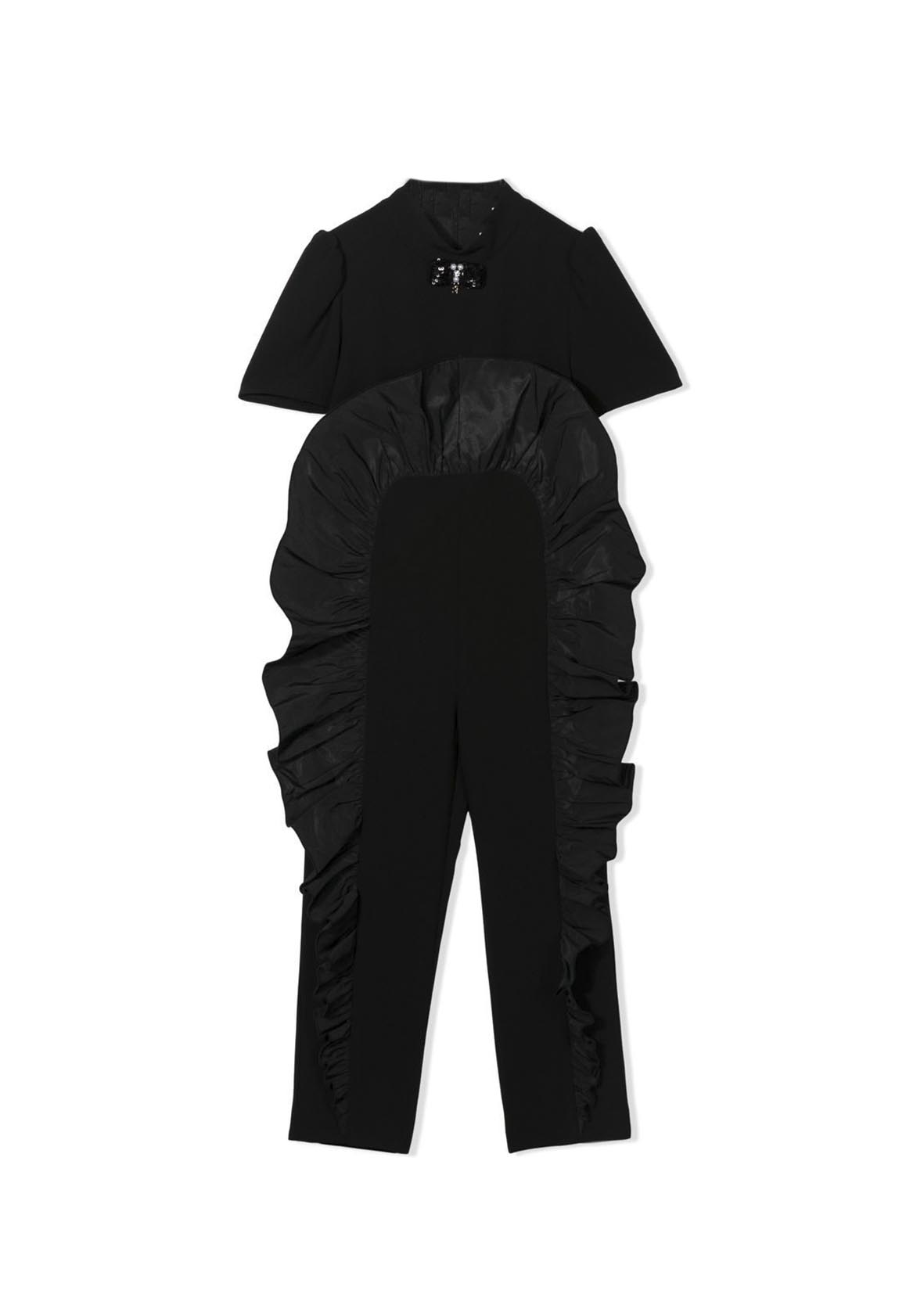 Elisabetta Franchi Black Ruffle Jumpsuit