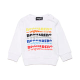Dsquared2 Kids Felpa Girocollo Bianca con Logo Multicolor Wave per Neonati