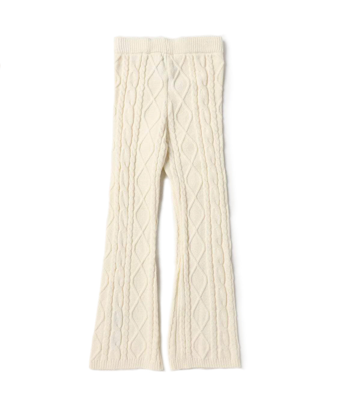 Pantalone in Lana Intrecciata a Zampa Pinko Kids: Eleganza Bianco Crema con Maglia a Trecce e Dettagli Chic
