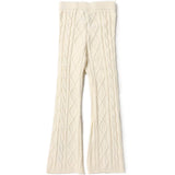 Pantalone in Lana Intrecciata a Zampa Pinko Kids: Eleganza Bianco Crema con Maglia a Trecce e Dettagli Chic