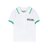Moschino Kids Polo Bianca con Stampa per Neonati