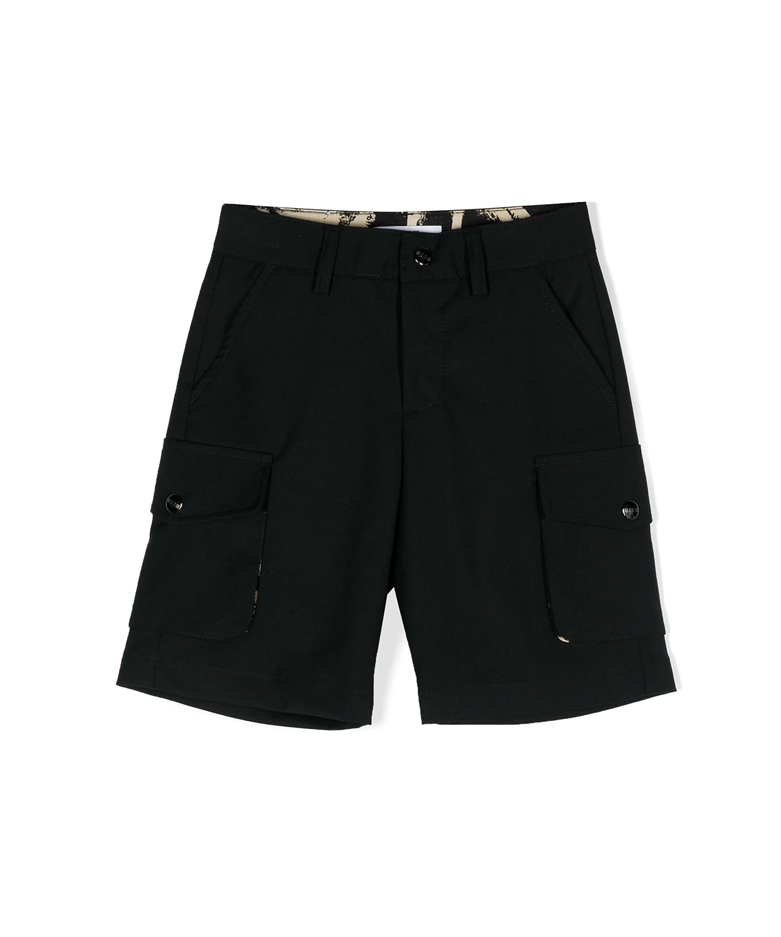 MSGM Kids Short Cargo Nero per Bambini