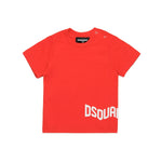 Dsquared2 Kids T-shirt Rossa con Logo Effetto Wave per Neonati