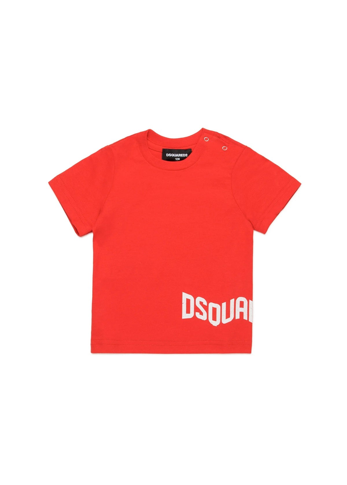 Dsquared2 Kids T-shirt Rossa con Logo Effetto Wave per Neonati