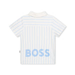 Boss Kids Polo Bianca con Retro a Righe per Neonati