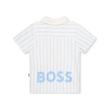 Boss Kids Polo Bianca con Retro a Righe per Neonati