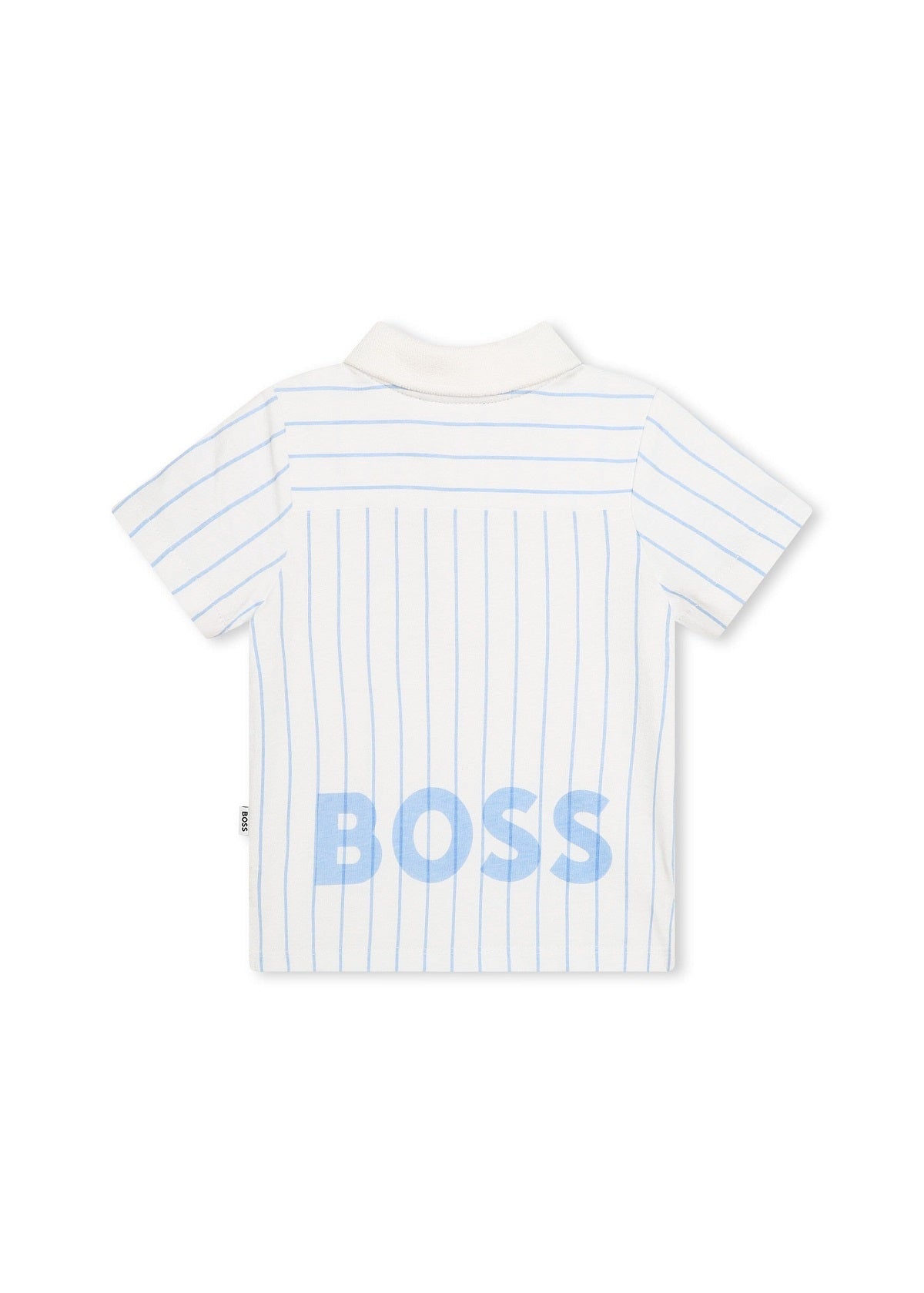 Boss Kids Polo Bianca con Retro a Righe per Neonati