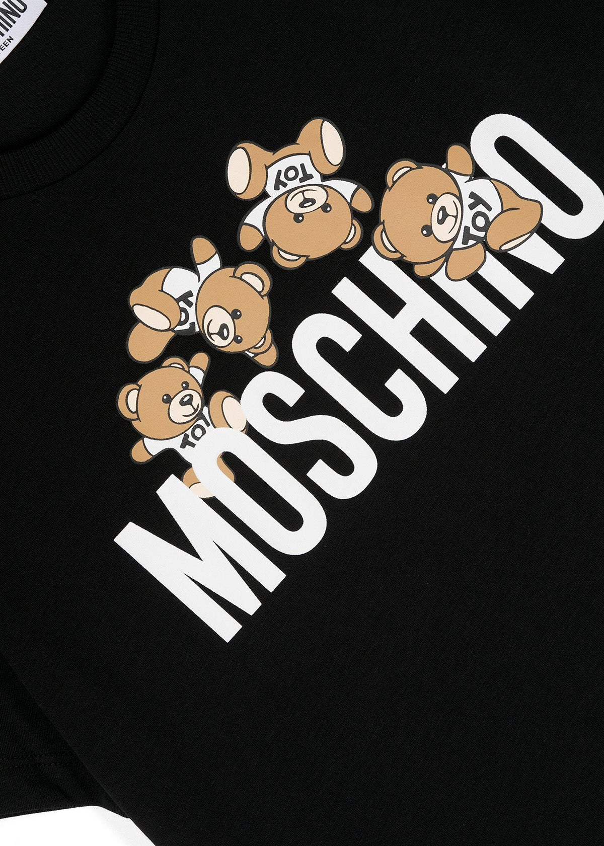 Moschino Kids T-Shirt Nera con Stampa Teddy Bear