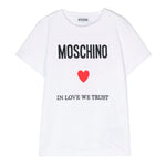 Moschino Kids T-Shirt Bianca con Ricamo Cuore per Bambine
