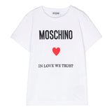Moschino Kids T-Shirt Bianca con Ricamo Cuore per Bambine