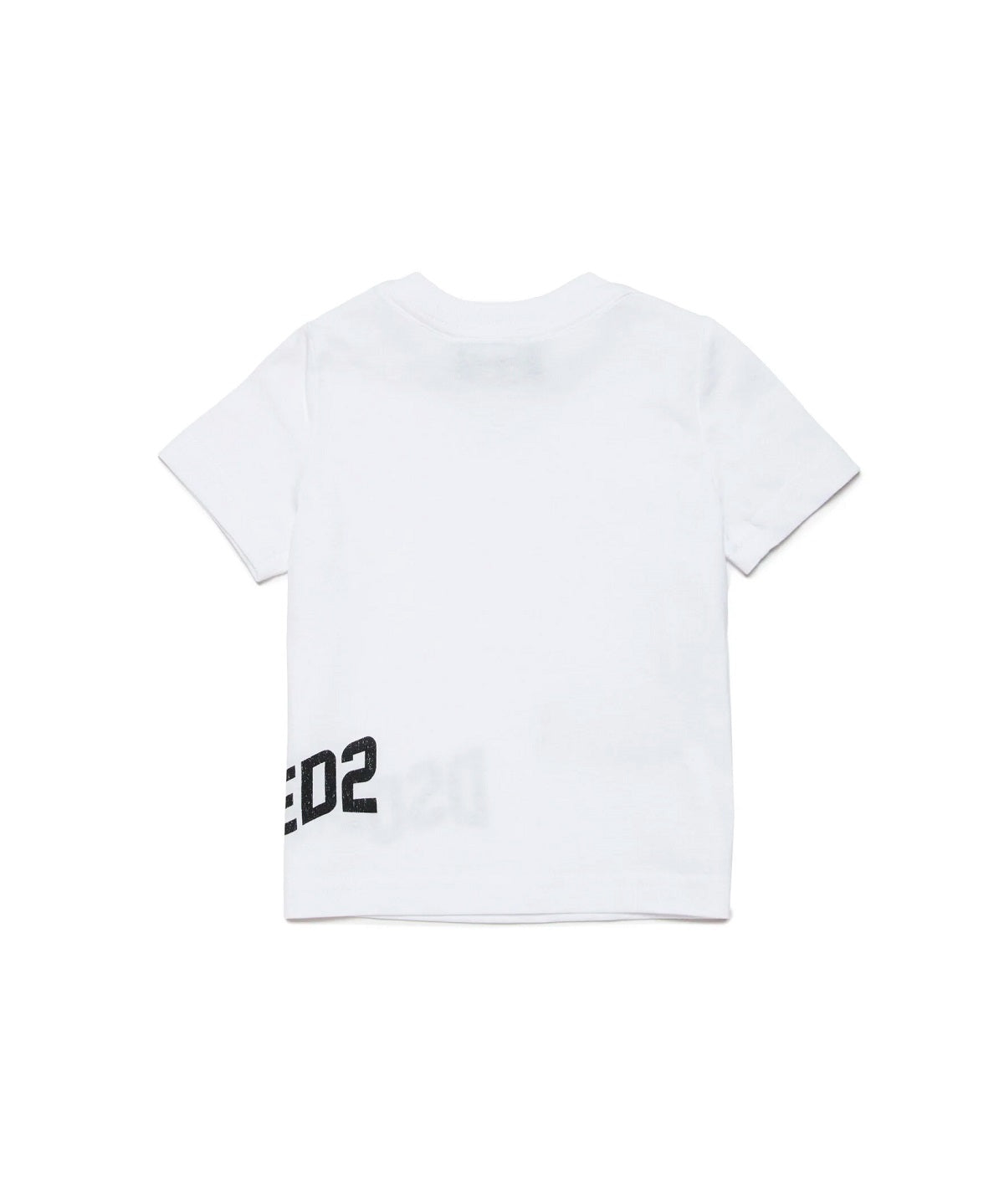 Dsquared2 Kids T-shirt Bianca con Logo Effetto Wave per Neonati
