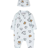 Moschino Kids Teddy Bear Hat Romper Light Blue
