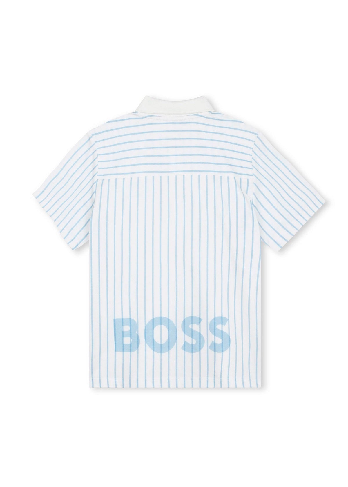 Boss Kids Polo Bianca con Retro a Righe per Bambini