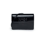 N°21 Kids Borsa a Spalla Nera con Placca Logo in Finta Pelle