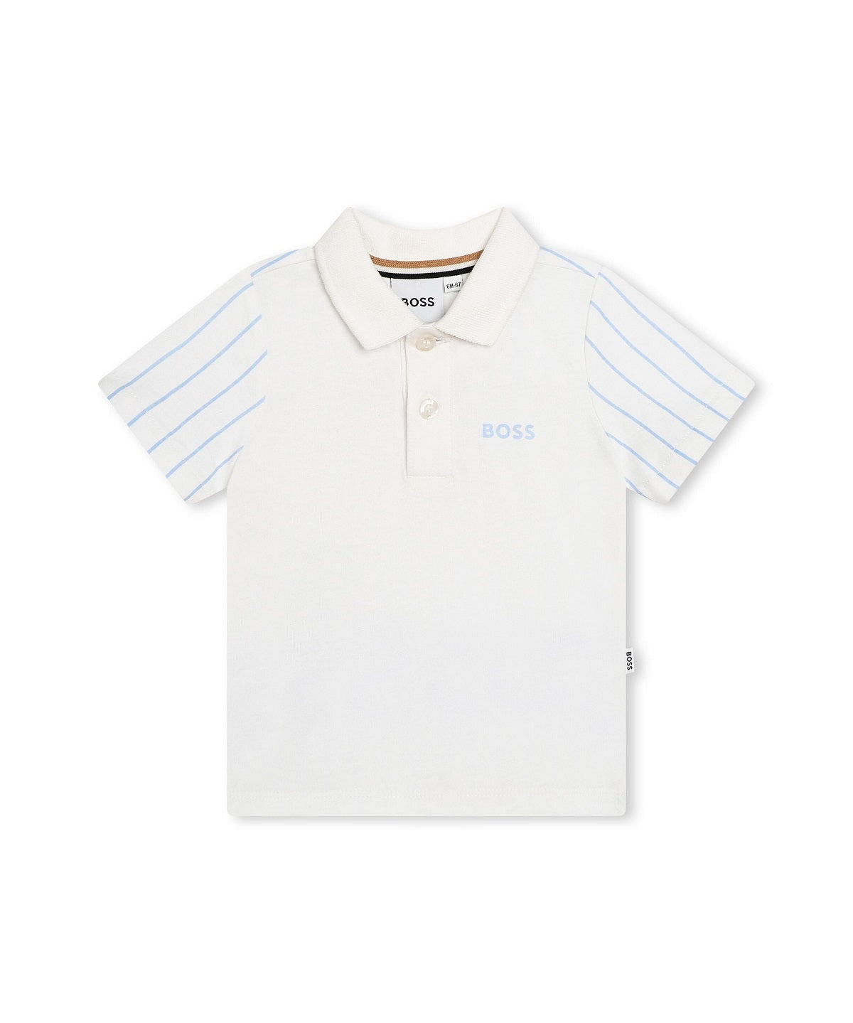 Boss Kids Polo Bianca con Retro a Righe per Neonati