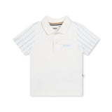 Boss Kids Polo Bianca con Retro a Righe per Neonati
