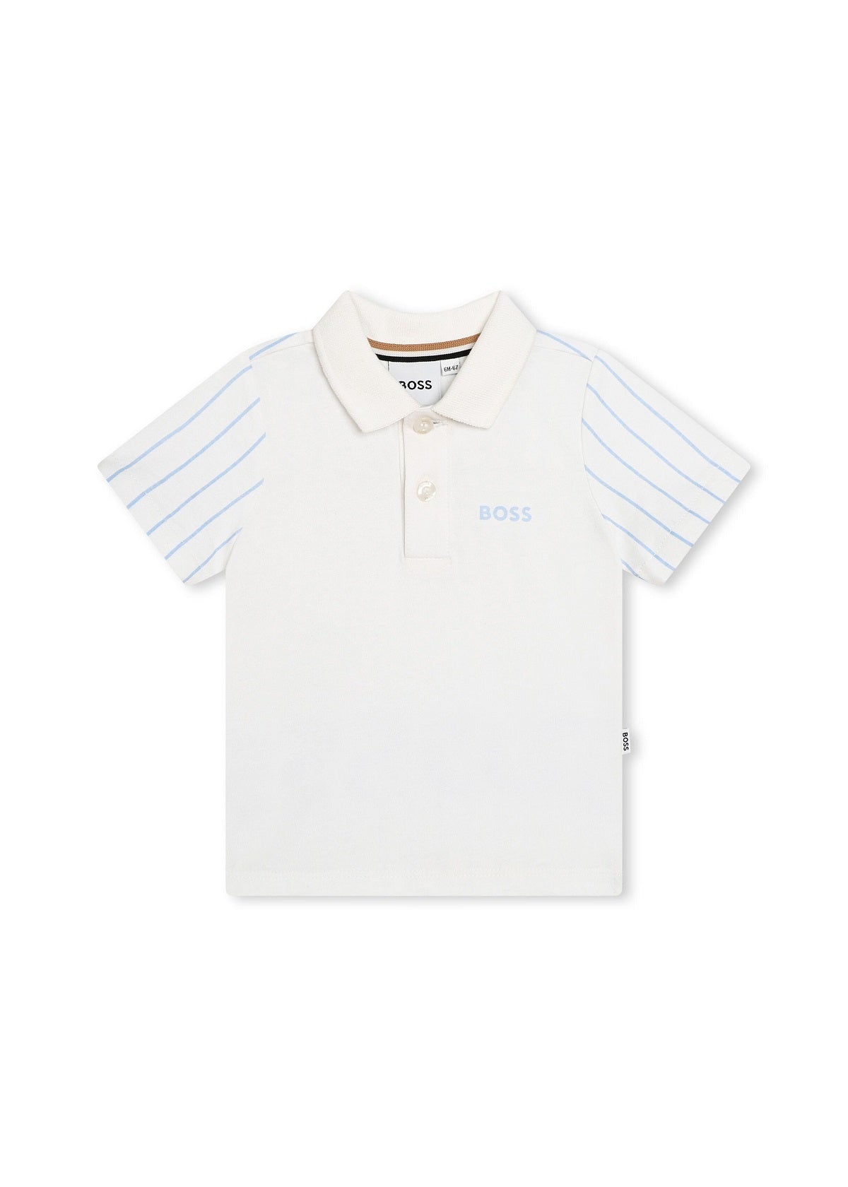 Boss Kids Polo Bianca con Retro a Righe per Neonati