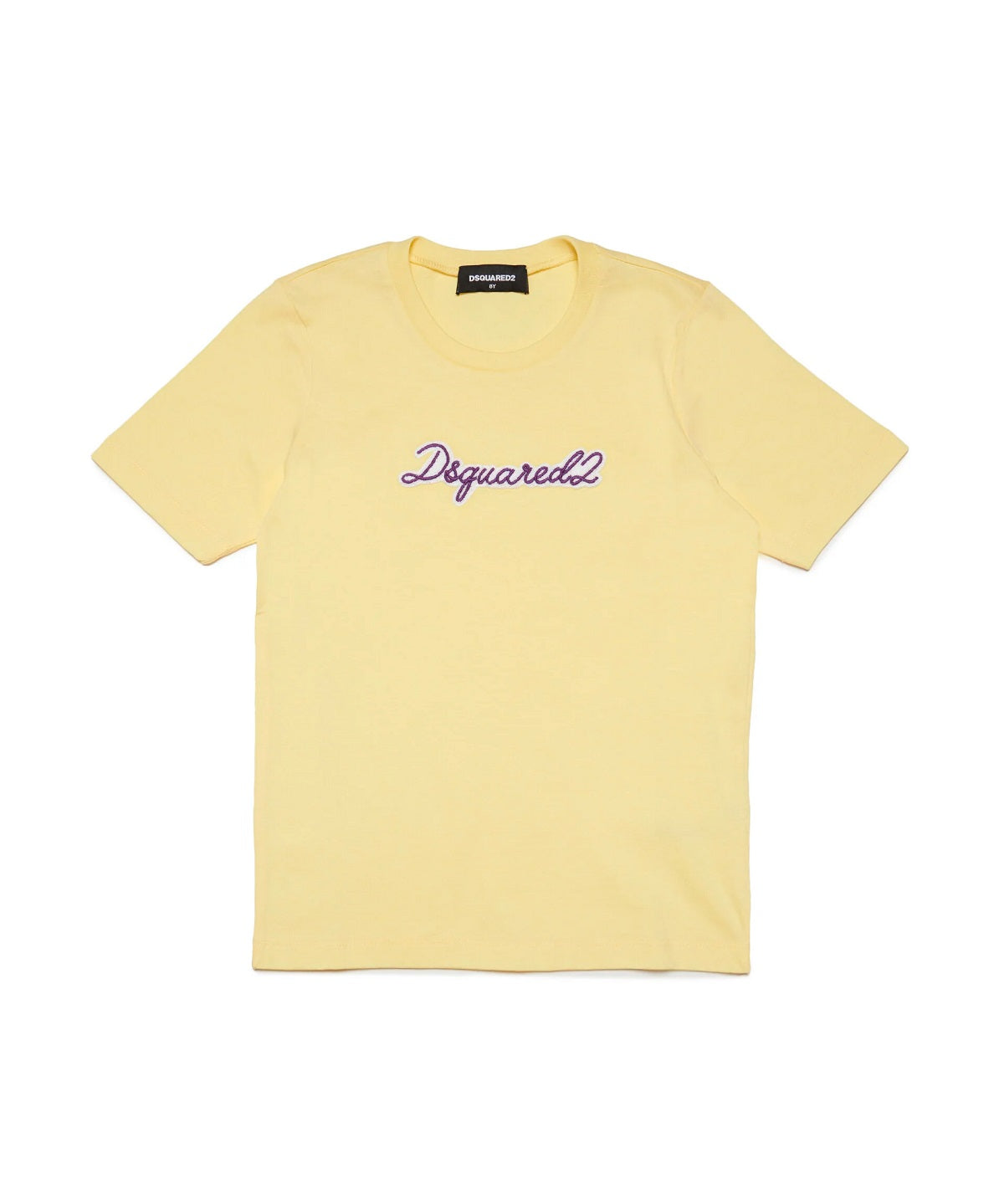 Dsquared2 Kids T-Shirt Gialla con Logo Ricamato per Bambine