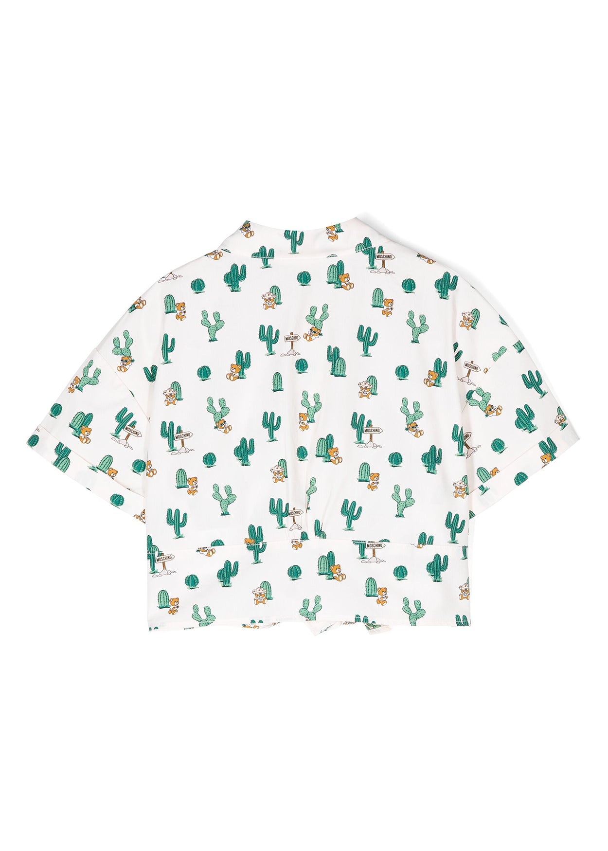 Moschino Kids Camicia con Fiocco Fantasia Teddy Bear Cactus per Bambine