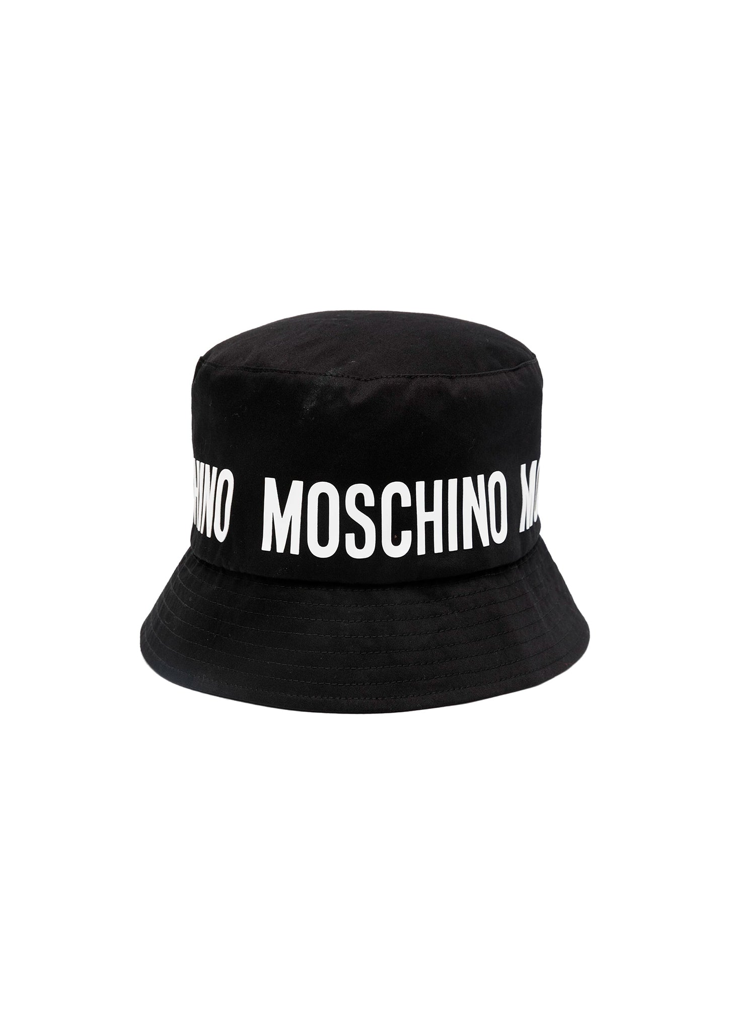 Moschino Kids Cappello Bucket Nero con Stampa Logo