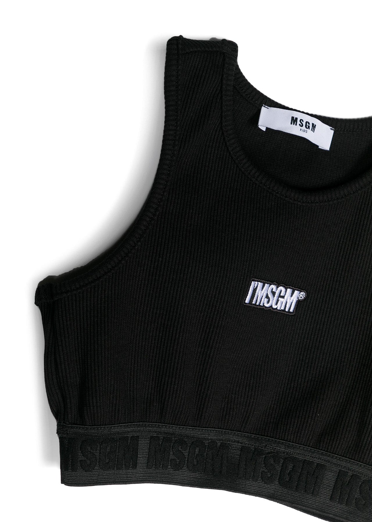 Msgm Kids Top Crop Nero a Costine