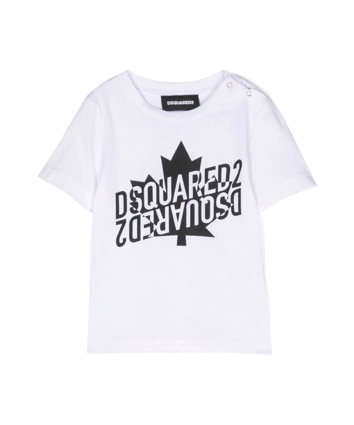 T-shirt Girocollo DSquared2 Kids Bianca per Neonati in Cotone | Maniche Corte | Apertura con Botton