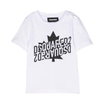 T-shirt Girocollo DSquared2 Kids Bianca per Neonati in Cotone | Maniche Corte | Apertura con Botton