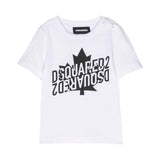 T-shirt Girocollo DSquared2 Kids Bianca per Neonati in Cotone | Maniche Corte | Apertura con Botton