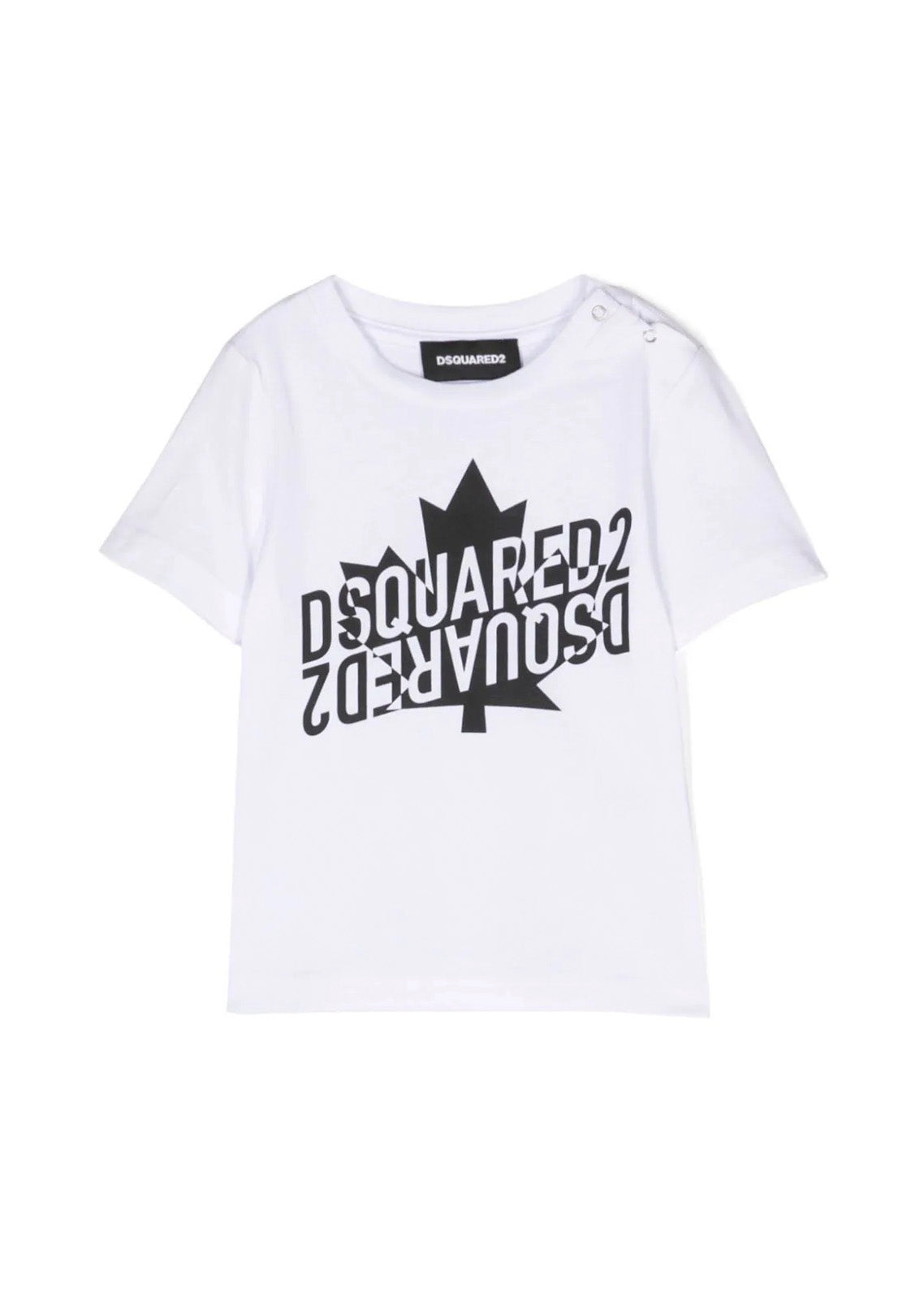 T-shirt Girocollo DSquared2 Kids Bianca per Neonati in Cotone | Maniche Corte | Apertura con Botton