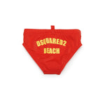 Dsquared2 Kids Costume Slip Rosso con Grafica Beach per Neonati