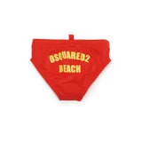 Dsquared2 Kids Costume Slip Rosso con Grafica Beach per Neonati