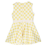 Elisabetta Franchi La Mia Bambina Abito Smanicato Burro/Cedro con Stampa Logo All-over