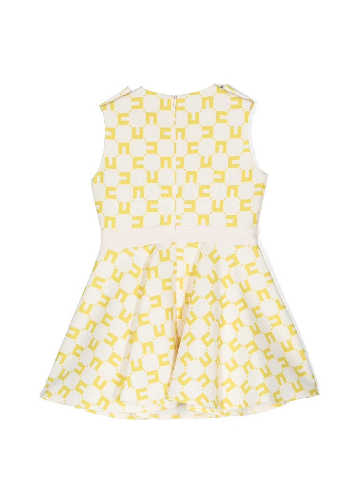 Elisabetta Franchi La Mia Bambina Abito Smanicato Burro/Cedro con Stampa Logo All-over