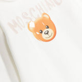 Moschino Kids White Romper with Embossed Teddy Bear Logo