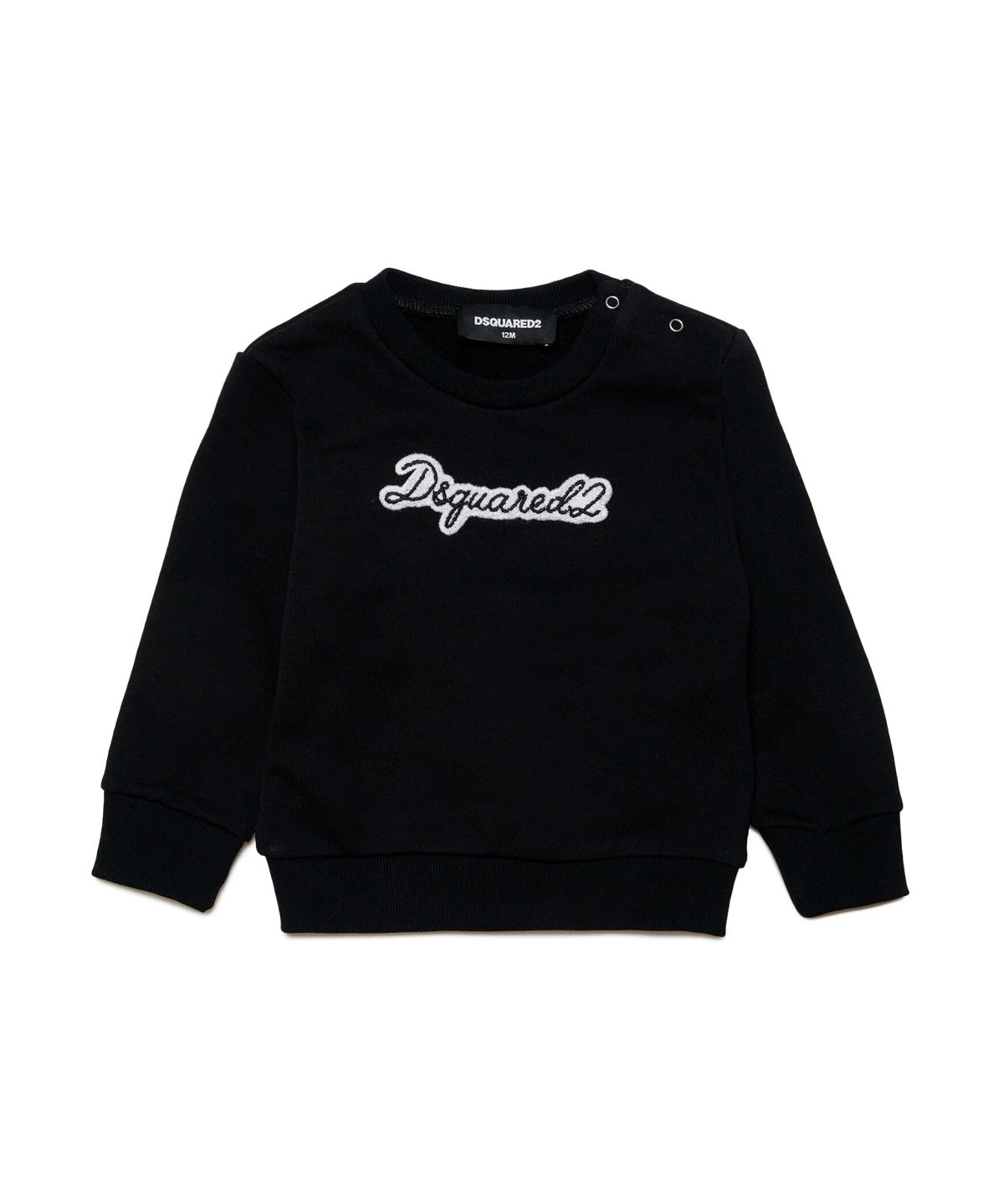Dsquared2 Kids Felpa Girocollo Nera con Patch Logo