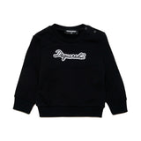 Dsquared2 Kids Felpa Girocollo Nera con Patch Logo