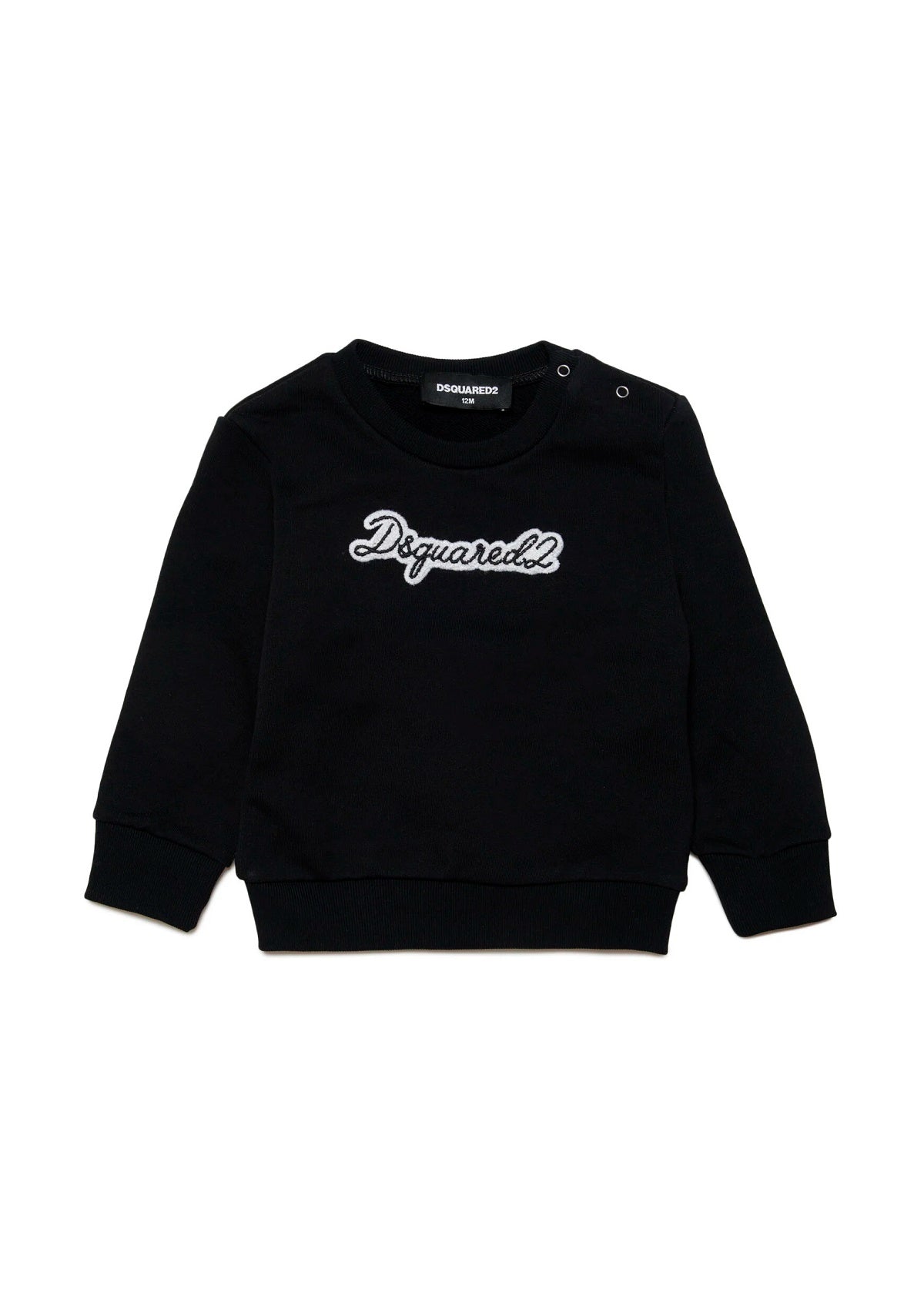Dsquared2 Kids Felpa Girocollo Nera con Patch Logo