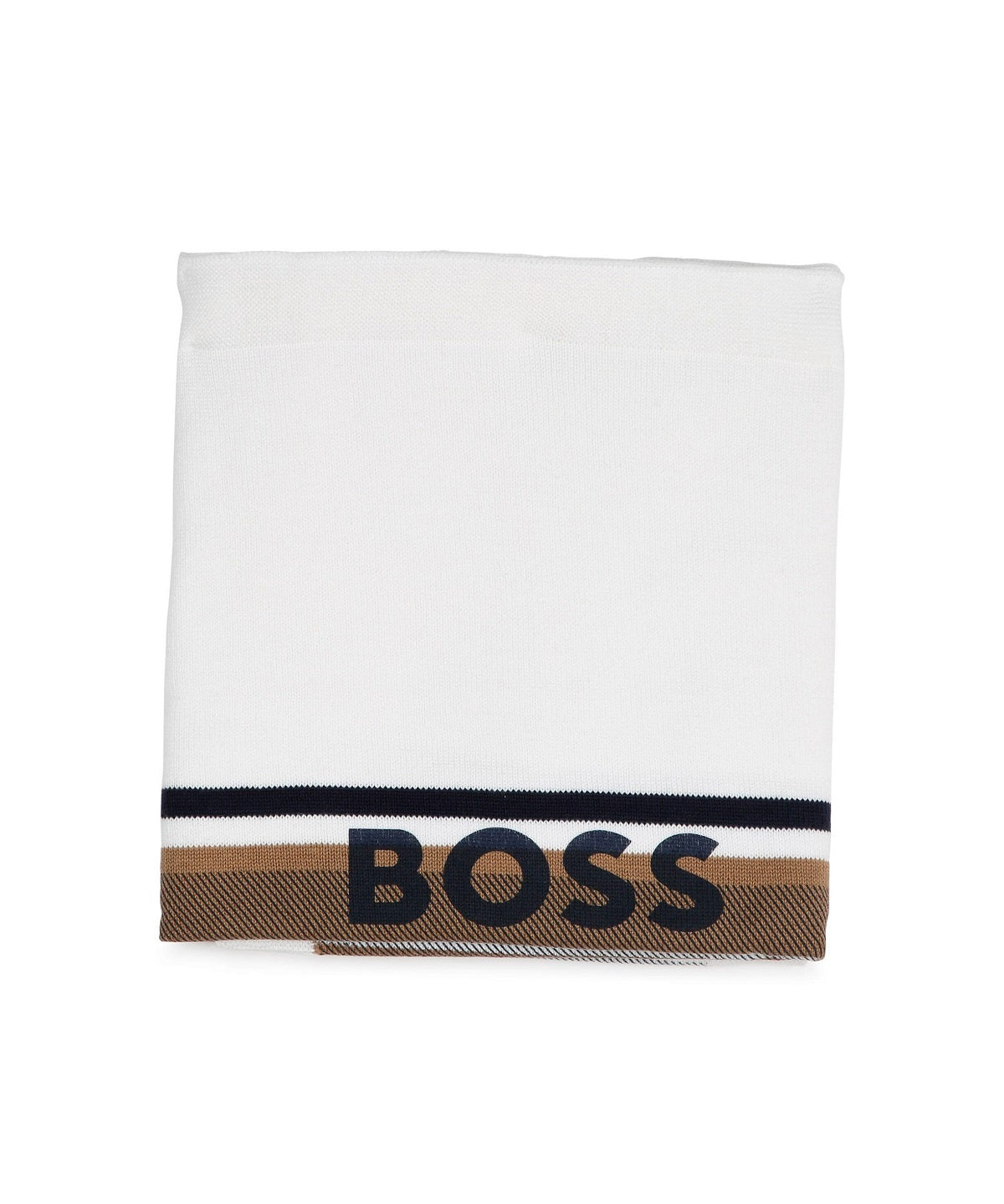 Boss Kids Coperta Bianco/Beige in maglia di Cotone con Logo